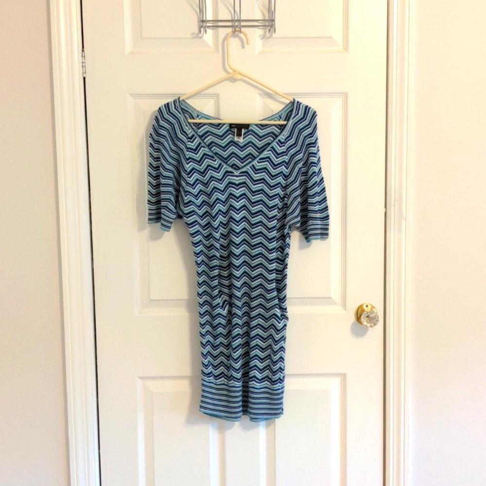 Mango Chevron Knit V Neck Dress